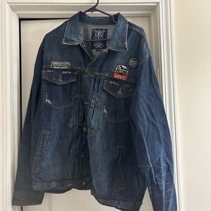 Basic Editions Blue Denim Jacket with Patches